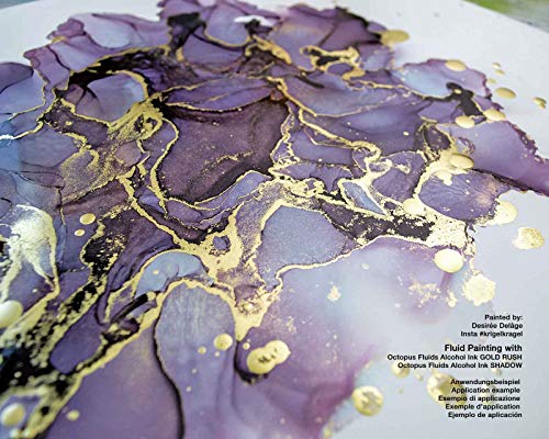 3x 30ml Octopus Fluids Alcohol Ink Set Metallic GOLD RUSH, SILVER MINE, COIN COPPER, Tinta al alcohol para Fluid Art y Resin Art, resina epoxi