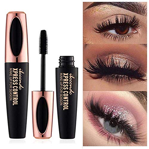 4D Silk Fiber Lash Mascara - Waterproof Curling Natural Eye Makeup - Long Lasting, No Blooming, Extra Long and Thick Eyelashes, Black
