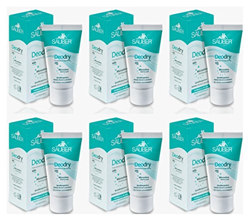 6 x Sauber DeoDry Gel Desodorante Cuerpo hipoalergénica sin alcohol Deo Dry