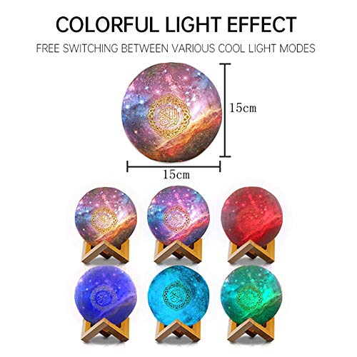 7 colores de luz de luna 3D recitación del Corán luz de noche colorida lectura circular aprendizaje dormitorio decoración adornos regalos de vacaciones