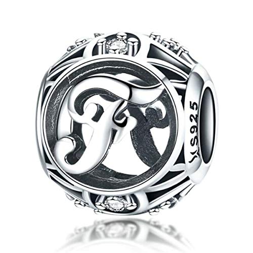 Abalorio de plata de ley 925 para pulsera Pandora (letra F)