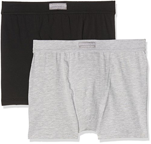 Abanderado Ocean Algodón Elástico Cerrado Bóxer, Multicolor (Negro + Gris Vigoré CC2), Medium (Tamaño del fabricante:M/48) (Pack de 2) para Hombre