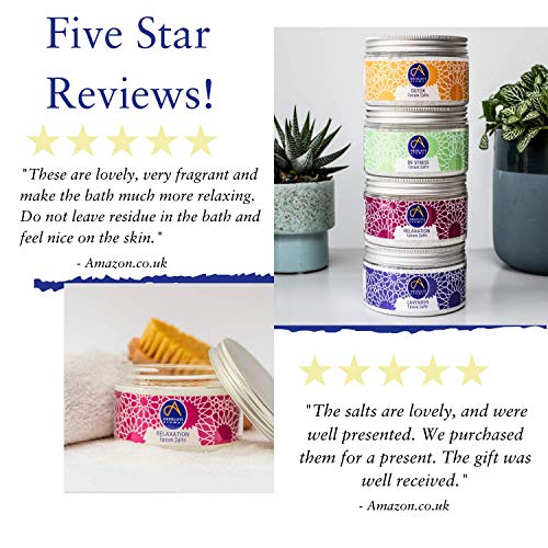 Absolute Aromas Set de Sales de Epsom 5 x 300g Destress, Detox, Lavender, Mobility y Relaxation - Sulfato de Magnesio Infundido con Aceites Esenciales 100% Puros