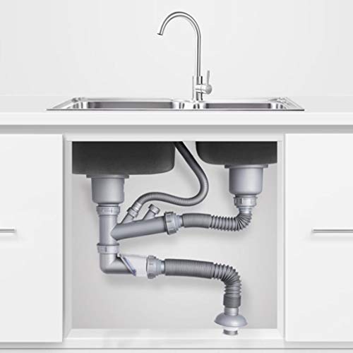 Accesorios para fregaderos Fregadero De Cocina Accesorios De Tubería De Desagüe Del Fregadero Doble Tubo De Desagüe Balcón De Lavandería Piscina 45-56mm Tubo De Desagüe Tubo De Desagüe Calibre