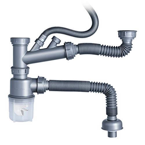 Accesorios para fregaderos Fregadero De Cocina Accesorios De Tubería De Desagüe Del Fregadero Doble Tubo De Desagüe Balcón De Lavandería Piscina 45-56mm Tubo De Desagüe Tubo De Desagüe Calibre
