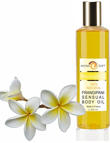 Aceite de Masaje 100% Natural - Relajación y Después del baño 200 ml - made in France (Frangipani Plumeria)