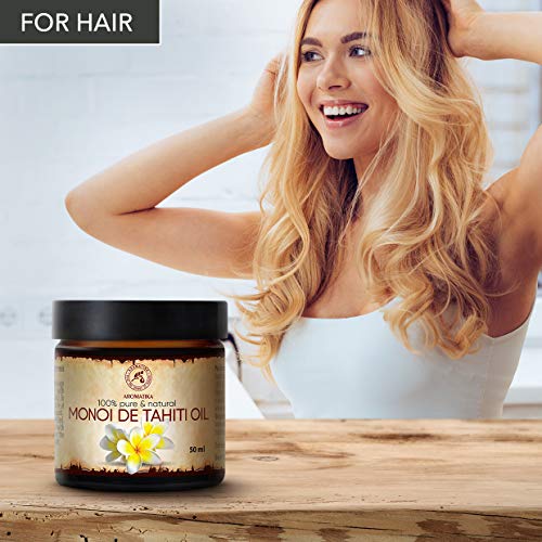 Aceite de Monoi de Tahiti 50ml - Francia - 100% Natural - Prensados en Frío - Multifuncional - Humectante - para el Rostro - Cabello - Piel - Relajación - Masaje - Cuidado Corporal