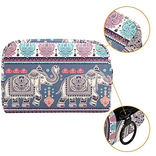 Adorno de estilo indio con elefantes y cachemiras, bolsa de aseo de viaje, bolsa de aseo impermeable para mujeres y niñas