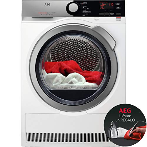 AEG T8DEE862 Secadora con Bomba de Calor de Libre Instalación, 8 Kg, Serie 8000, Motor Inverter, 8 Ciclos de Secado, Programa Rápido, Panel de control LCD, Puerta XL Plateada, Blanca, A+++