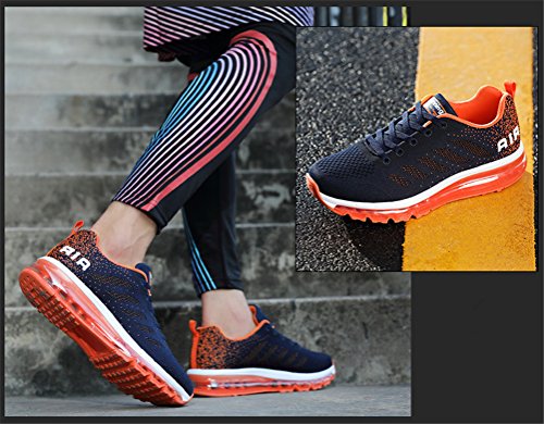 Air Zapatillas de Running para Hombre Mujer Zapatos para Correr y Asfalto Aire Libre y Deportes Calzado Unisexo Blue Orange 41