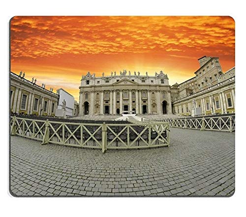 Alfombrilla de ratón Juego Alfombrilla de ratón Alfombrilla de ratón de Caucho Natural Puesta de Sol Sobre la Plaza de San Pedro en Roma Italia M0A02989
