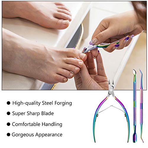 Alicates Uñas 3 Piezas, Removedor Corta Cuticulas de Profesional Cortador Empujador de Cuticulas Cortacuticulas Tijeras para Cutículas