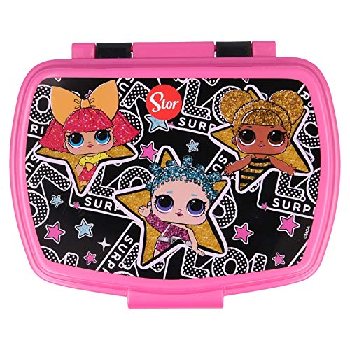 ALMACENESADAN 2046 Sandwichera Restangular Multicolor LOL Surprise; Producto de plástico; Libre BPA; Dimensiones Interiores 16,5x11,5x5,5 cm