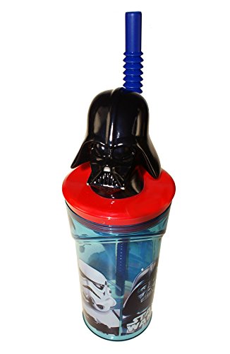 ALMACENESADAN 2230, Vaso caña Figura 3D Darth Vader, Disney Star Wars; Capacidad 350 ml; Producto de plástico; Libre BPA.