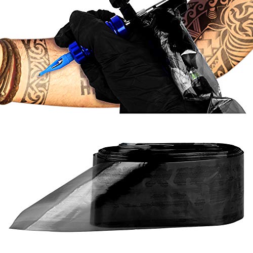 Anself 100PCS Clip Cord Sleeves Bags Cubiertas desechables para Máquina de Tatuaje de Plástico Negro