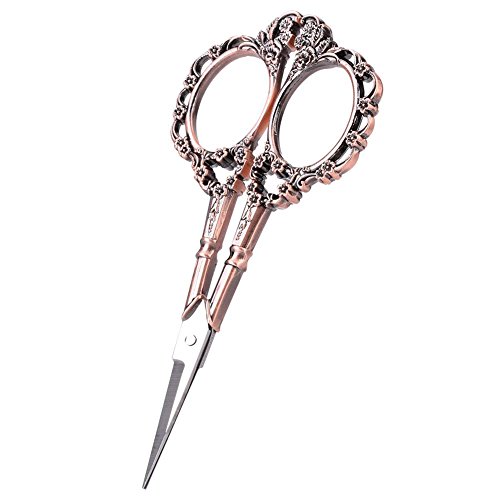 ASHATA Tijeras Vintage, Tijeras de Sastre de Costura de Flor de Ciruelo, Tijeras de Acero Inoxidable Antiguo Estilo Europeo Antiguo para Punto de Cruz, Bordado, Costura, artesanía(Bronce Rojo)