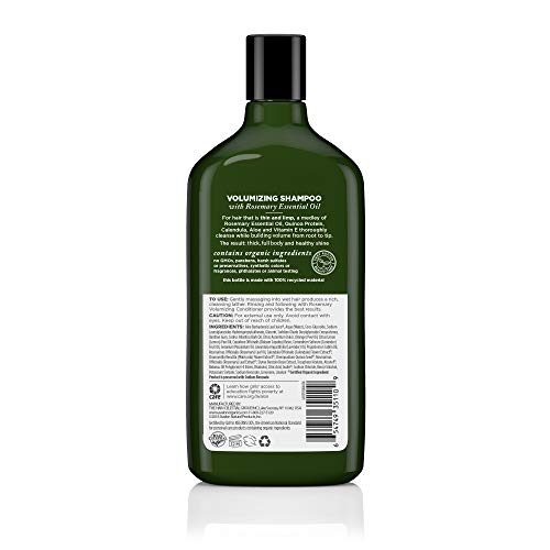 Avalon Organics Champú, romero volumizante, 11 onzas líquidas