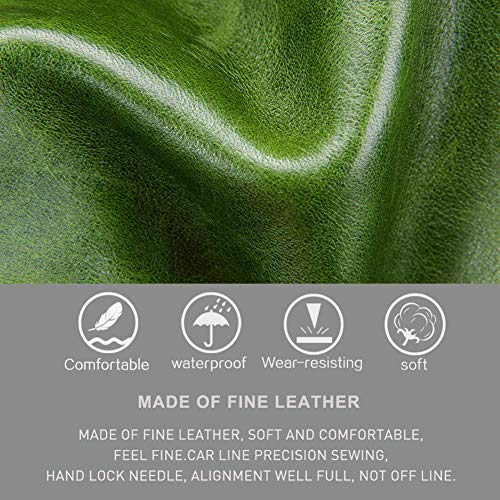 BAIAA Cartera Mujer, Cuero, Vendimia, Diseño Mano, Posición De Múltiples Tarjetas, Monedero Zip, Bolsillo para Teléfono Celular, 19.5 * 9.5 * 2.5cm (Green)