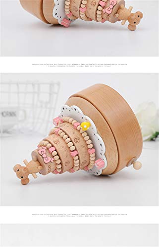 BaiXing Nueva Caja de música Creativa de Madera Que Gira la Caja de música Feliz cumpleaños casa for Enviar Decoraciones de Regalo de cumpleaños de los niños