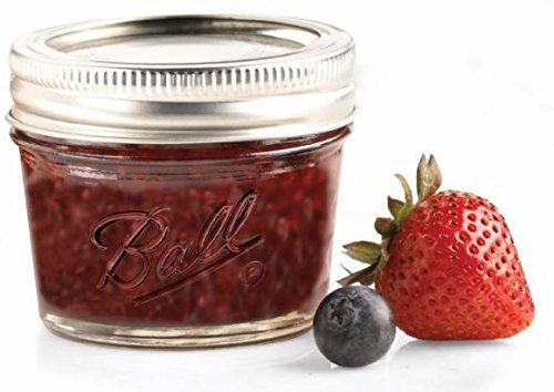 BALL MASON JARS  1440008003 - Frascos de vidrio de 135 ml, diseño de diamantes, 4 piezas, color transparente