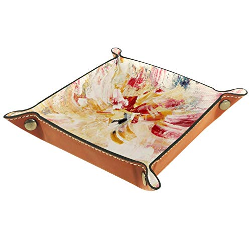 Bandeja de almacenamiento de dados de piel sintética de la marca AMEILI con el significado de pintura al óleo, para guardar joyas, monedas, llaves, cartera, viaje