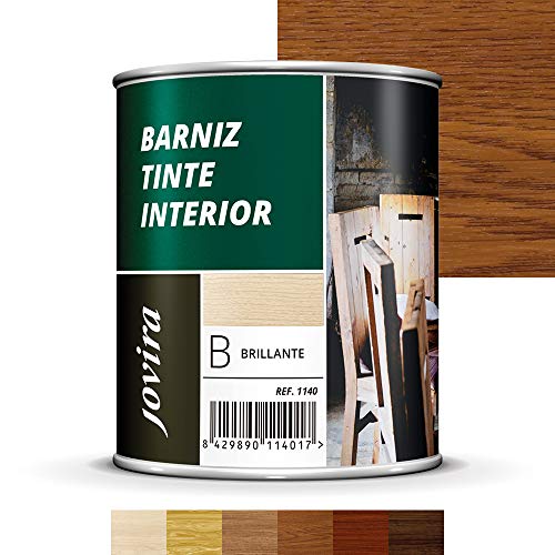 BARNIZ TINTE INTERIOR BRILLANTE Protege, decora y embellece todo tipo de madera. 750ML ROBLE