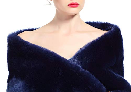 BEAUTELICATE Chal Estola de Pelo Mujer Boleros para Invierno Fiesta Novia Bodas Azul Marino
