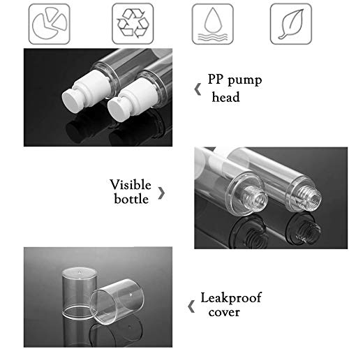 BETOY 30 Ml Botellas de Bomba sin Aire Vacío, Botella Bomba Transparente, 4 Piezas Botellas de Aerosol Spray, Cosméticos Botella de Bomba de Esencia Loción Perfume
