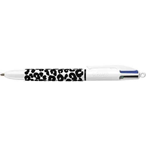 BIC 4 colores Velours - Caja de 12 unidades, bolígrafo motivos Naturaleza punta media (1,0 mm)