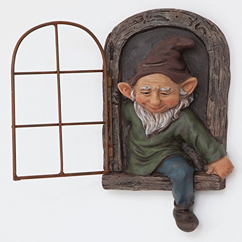 Bits and Pieces – Elf Out The Door Tree Hugger – Garden Peeker Yard Art – Escultura de árbol caprichoso, decoración de jardín