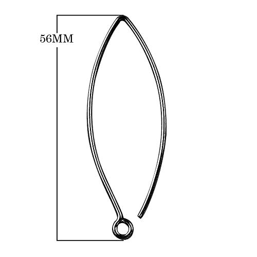 Black Rhodium Overlay Calibre 20 Marquise Forma Elegante Alambre Limpio Simplemente El Mejor Earwire Elegante FR-109-56MM