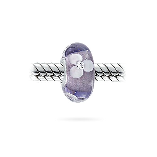 Bling Jewelry Blanca Y Lavanda Violeta A Cristal De Murano 925 Core Abalorio Separador El Encanto Pulsera Europea Mujer Adolescente
