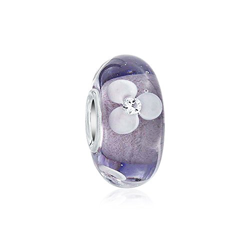 Bling Jewelry Blanca Y Lavanda Violeta A Cristal De Murano 925 Core Abalorio Separador El Encanto Pulsera Europea Mujer Adolescente