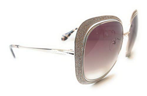 Blumarine Mod. SBM122_ Gafas de sol de mujer, marco cuadrado de metal con pestañas doradas al perfecto estilo Brillo dorado y lente marrón.