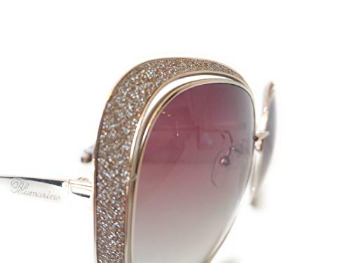 Blumarine Mod. SBM122_ Gafas de sol de mujer, marco cuadrado de metal con pestañas doradas al perfecto estilo Brillo dorado y lente marrón.