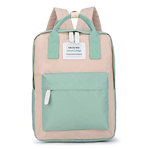 Bolsos De La Escuela Estudiantil Viento De La Escuela Golpeó La Mochila Casual. Verde Y Blanco.