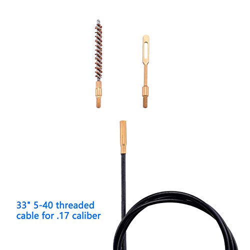 BOOSTEADY Kit de Limpieza para Pistola .17.22/.223/5.56MM.243.280.30.357/9MM.40.45 12GA Multi Calibre Cepillo de fósforo con Orificio roscado elástico Flexible Cable Revestido