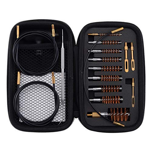 BOOSTEADY Kit de Limpieza para Pistola .17.22/.223/5.56MM.243.280.30.357/9MM.40.45 12GA Multi Calibre Cepillo de fósforo con Orificio roscado elástico Flexible Cable Revestido