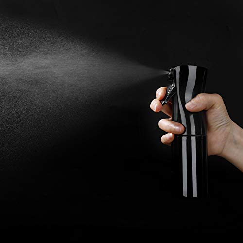 Botella Pulverizador Agua Peluqueria Fina Niebla Pulverizador Continuo Pulverizador Recargable Vacío spray Rizos pulverizar para Pelo Cara Plantas 300ML Negro