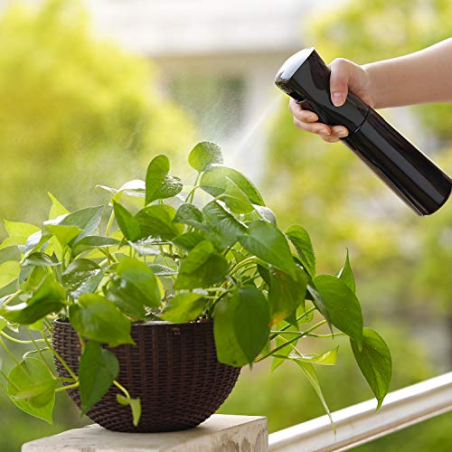 Botella Pulverizador Agua Peluqueria Fina Niebla Pulverizador Continuo Pulverizador Recargable Vacío spray Rizos pulverizar para Pelo Cara Plantas 300ML Negro