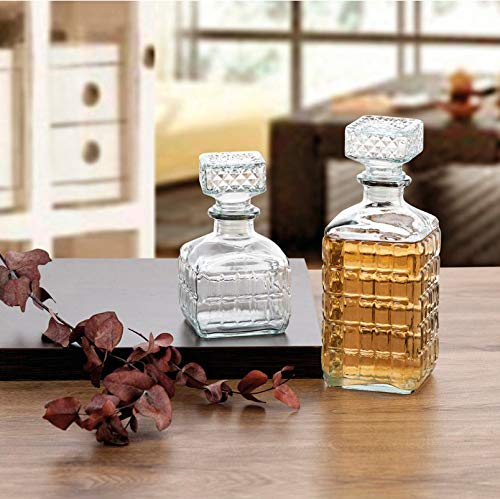 Botella Whisky Cristal Vidrio para Licores Licorera Decantador Vintage 1L Coñac Brandy Tallado - Jarra Licor Diseño Clasica Transparente Vino Vozka - Chupitos Ideal Botellas Regalo Vacia Decoracion.