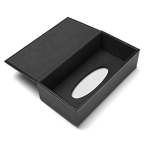 BTSKY - Caja de pañuelos de poliuretano y cuero, forma rectangular, ideal para oficina