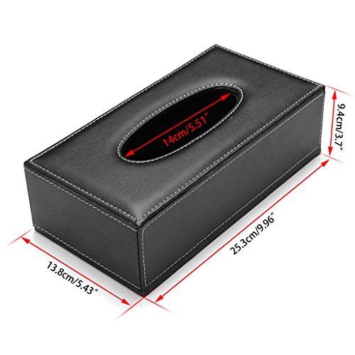 BTSKY - Caja de pañuelos de poliuretano y cuero, forma rectangular, ideal para oficina
