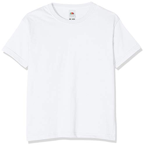 Camiseta de manga corta para niños, de la marca Fruit of the Loom, Unisex  Blanco blanco 12 años