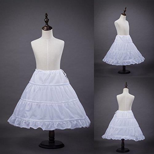 Cancán para niña de 2 a 14 años, crinolina con borde de encaje y 3 capas, 50 cm de largo, color blanco