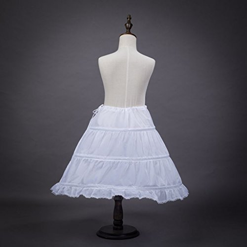 Cancán para niña de 2 a 14 años, crinolina con borde de encaje y 3 capas, 50 cm de largo, color blanco
