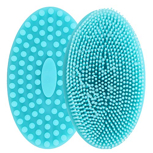Cepillo de masaje de silicona, cepillo para lavar el cabello del cuero cabelludo antideslizante, cepillo para champú para bebés, masajeador de lavado corporal, peine de silicona suave(azul)