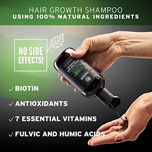 Champú para el crecimiento del cabello para hombres: refuerzo natural de biotina con aceite de argán y lodo de turba, tratamiento eficaz contra la caída del cabello para el adelgazamiento del cabello