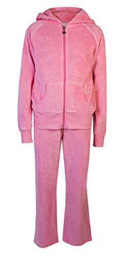 Chándal completo de terciopelo rosa brillante para niña, de la marca Brody & Co  Rosa Candy Pink 11-12 Años