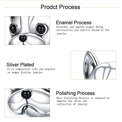 Charms Bead Bulldog, Mujer Charm Pandora Joyería de Plata Chapado Cachorro Perro Animal Vintage Pulseras Accesorios Para Perros El Mejor Regalo